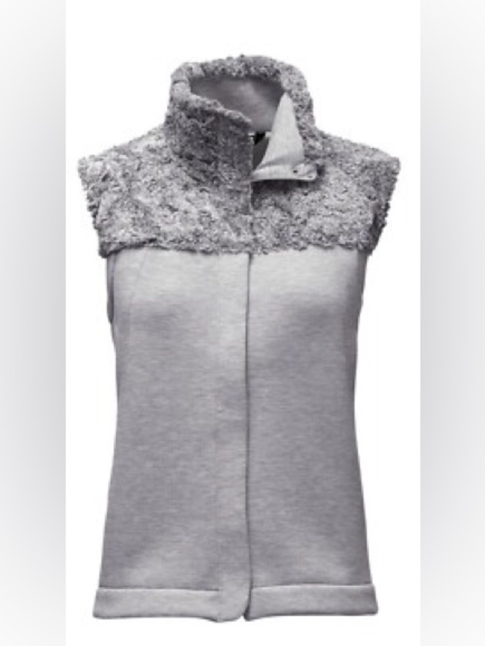 The North Face Womens Hybrination Thermal 3D Faux Fur Vest Gray Pockets S/P